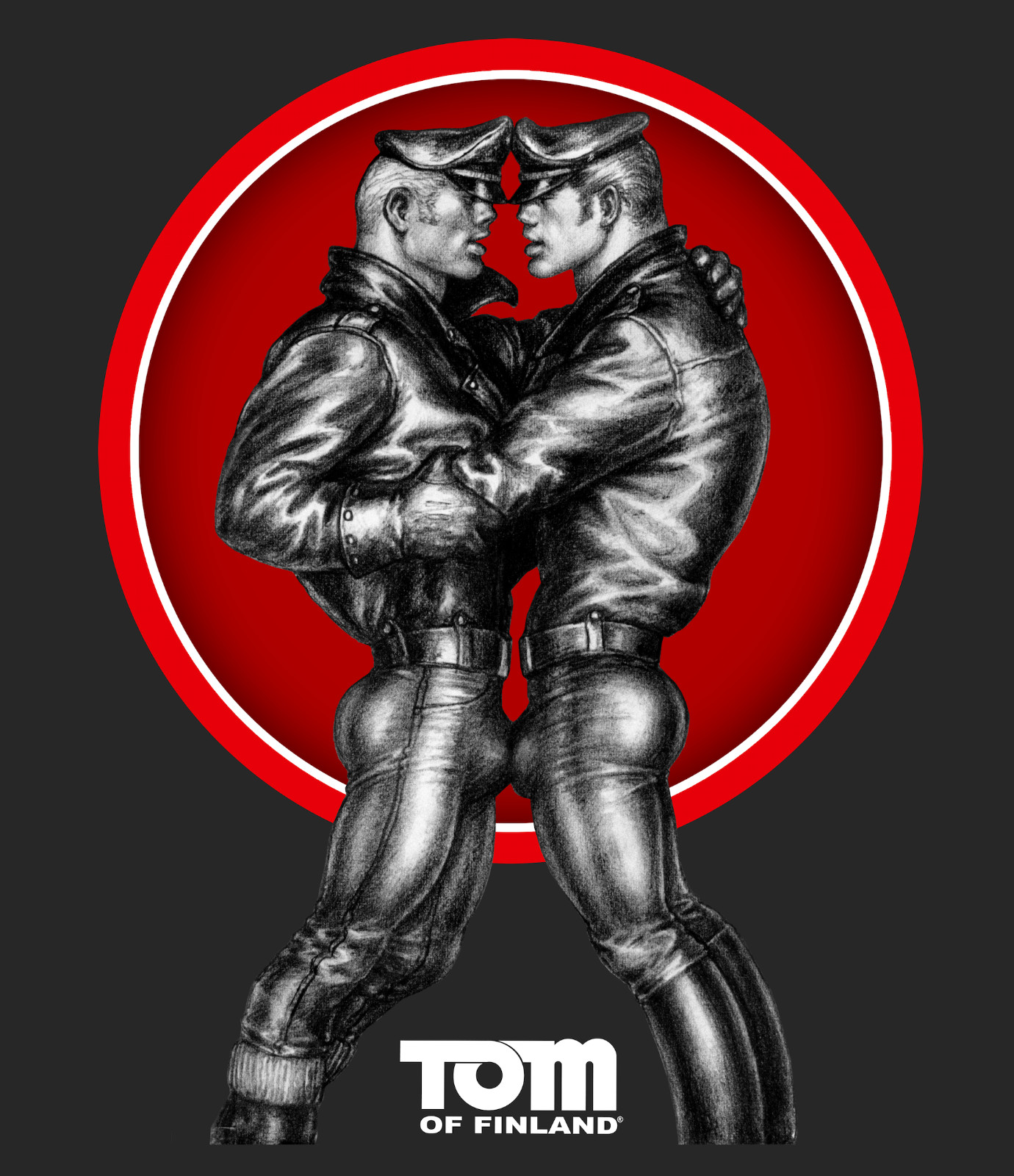 TOM OF FINLAND GAY MENS T SHIRT “LEATHERMEN” (QUEER, LEATHER PANTS, BOOTS)