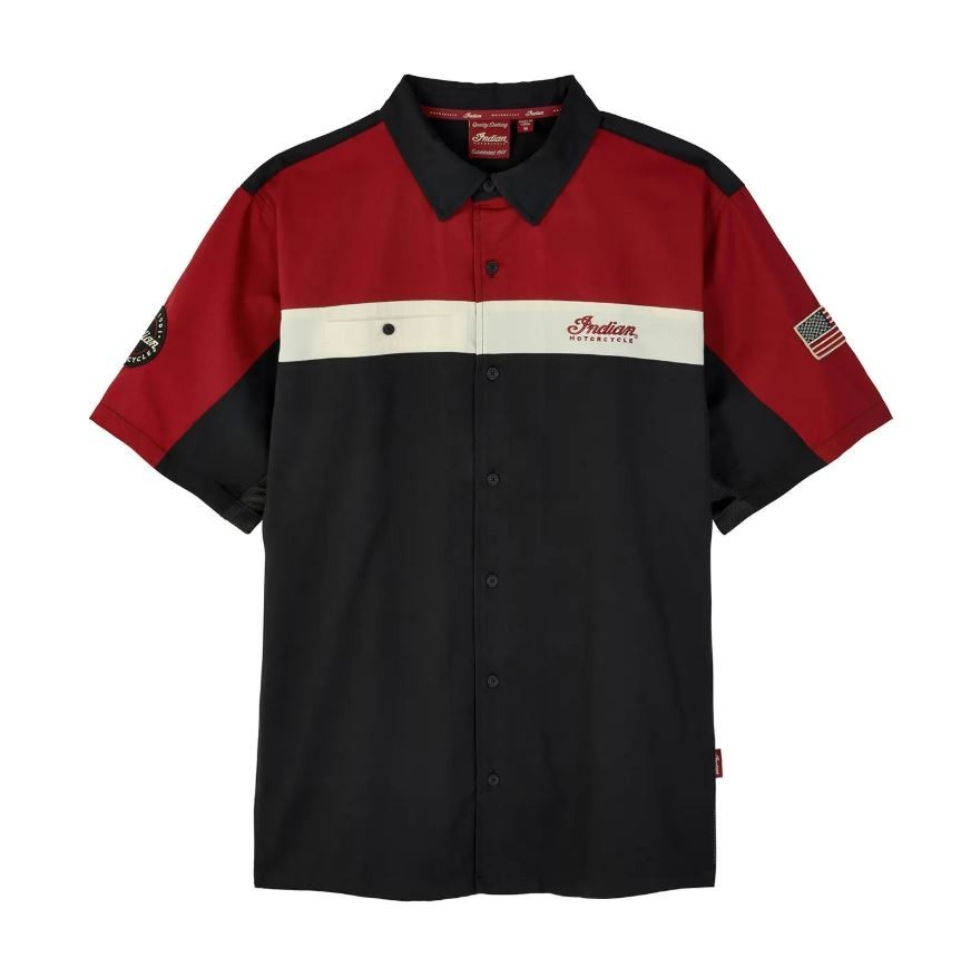 Indian Motorcycle Men’s Headdress Colorblock Shop Shirt Red 2865623