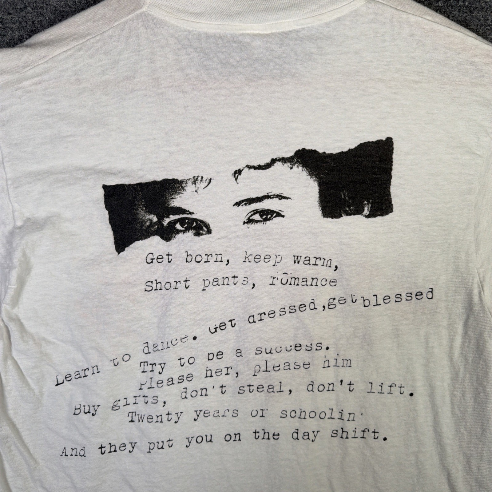 Vintage Bob Dylan Shirt Mens Large White 80s 1989 Band Tee Lyrics Rare Rock USA