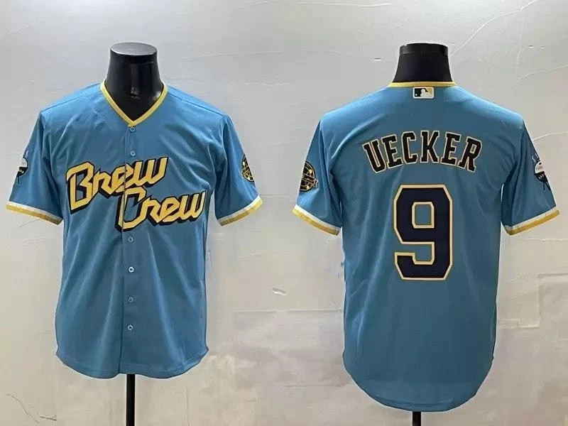 MEN Bob Uecker All Size Baseball Jersey S to 5XL Blue Color AB66