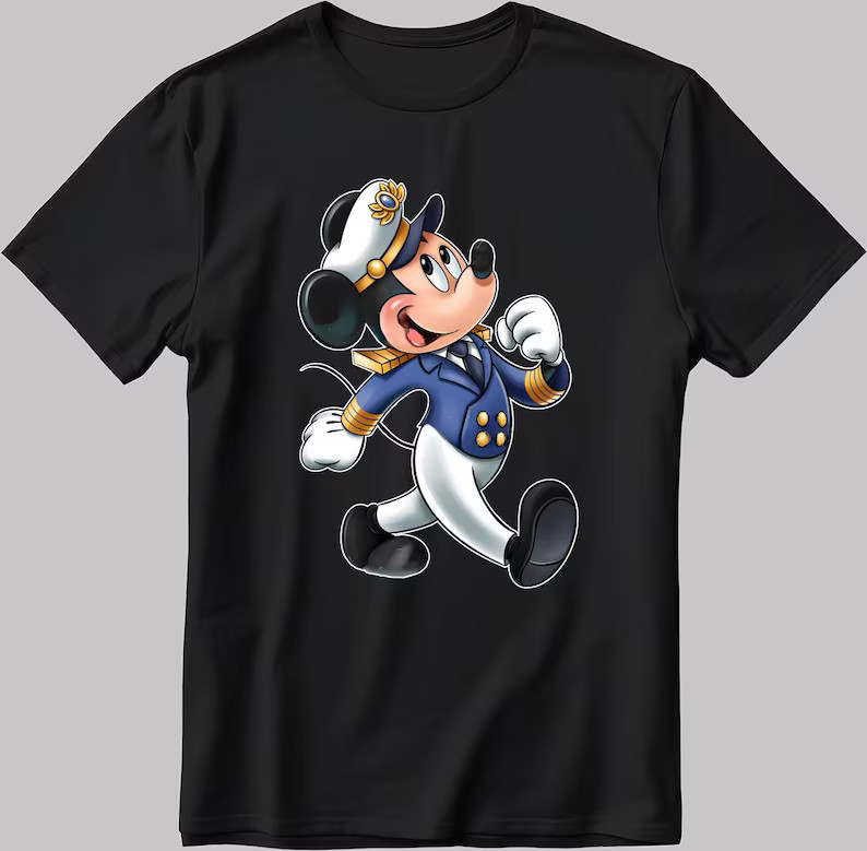 DISNEY CAPTAIN MICKEY CUTE NEW BLACK T SHIRT