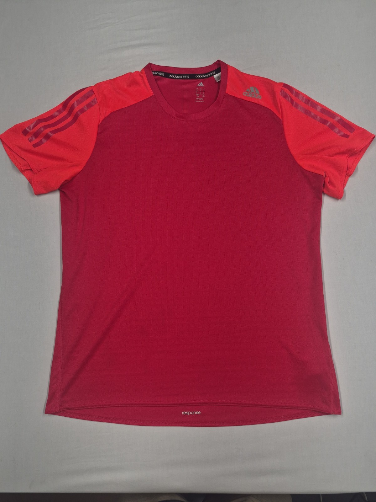 Adidas Response Climalite Running Shirt Mens Large Red/Orange Athletic Tee Gym