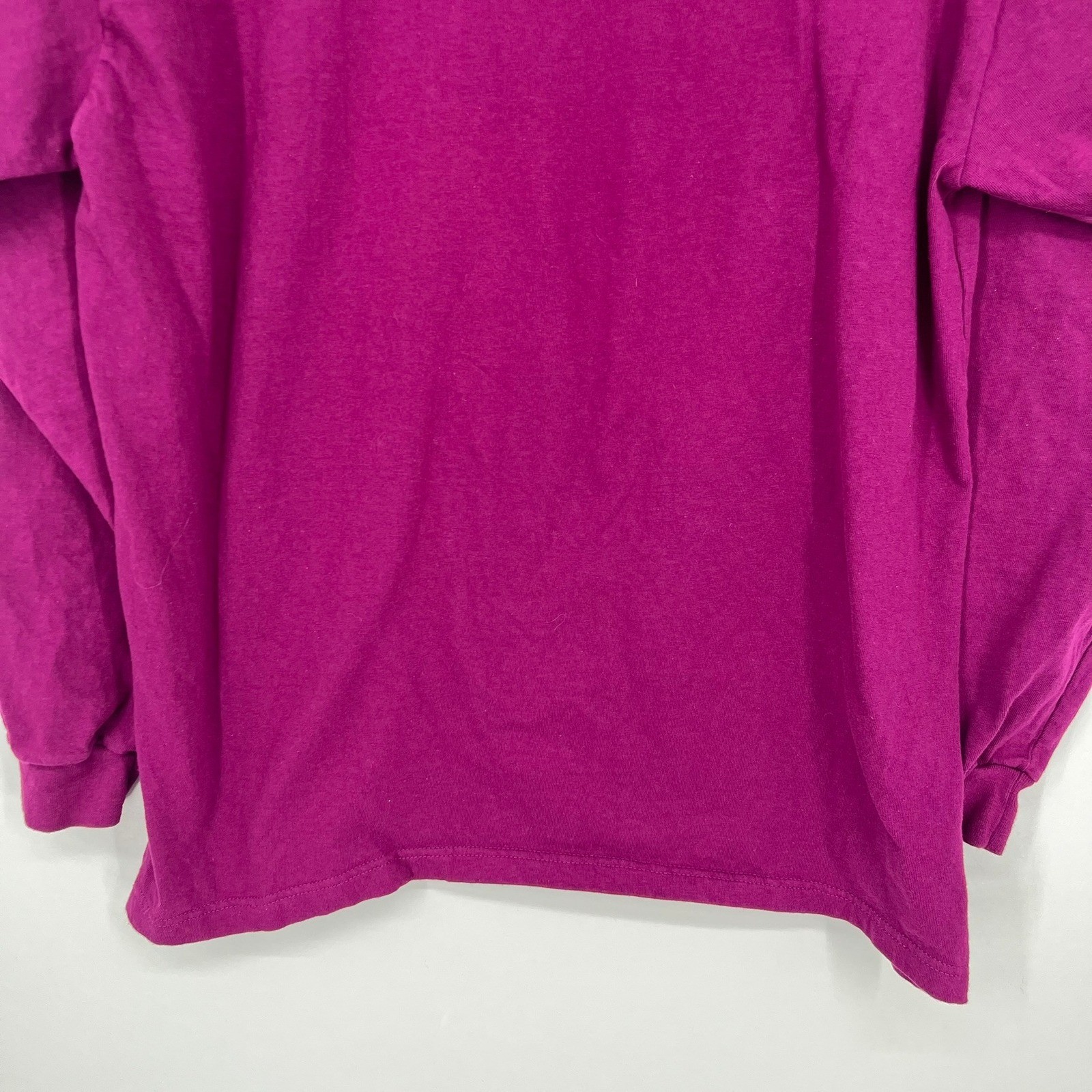 Vintage Hanes Activewear Mens Large Magenta Purple Mock Neck Cotton Shirt USA