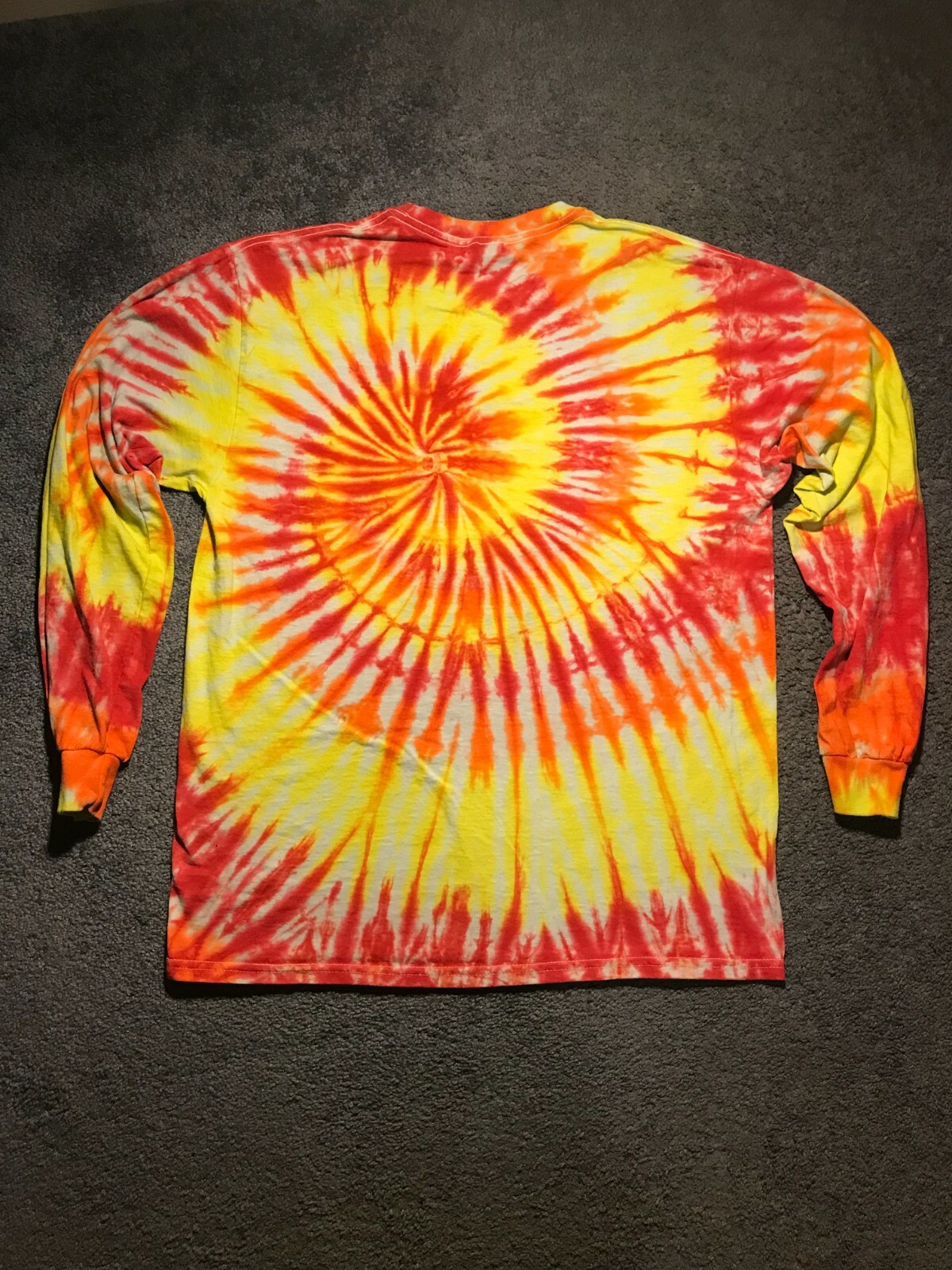 Multi Colored Spiral / L / Long Sleeve Custom Tie Dye T-Shirt