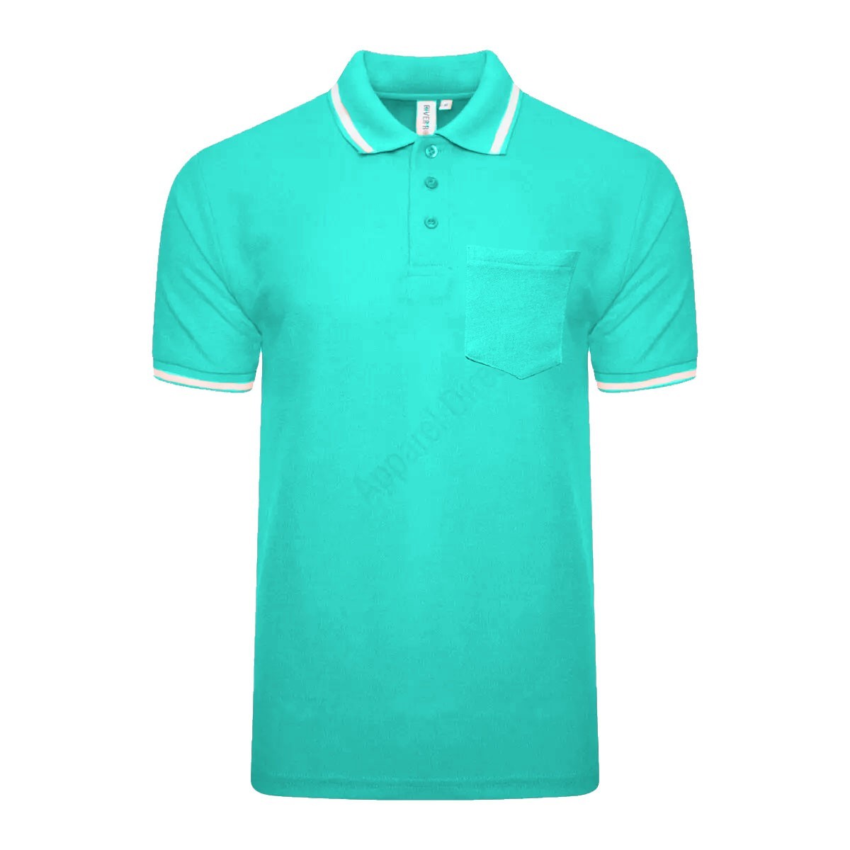 Men’s Polo Short Sleeve Pique Plain Single Tipping Chest Pocket Casual Tee Top