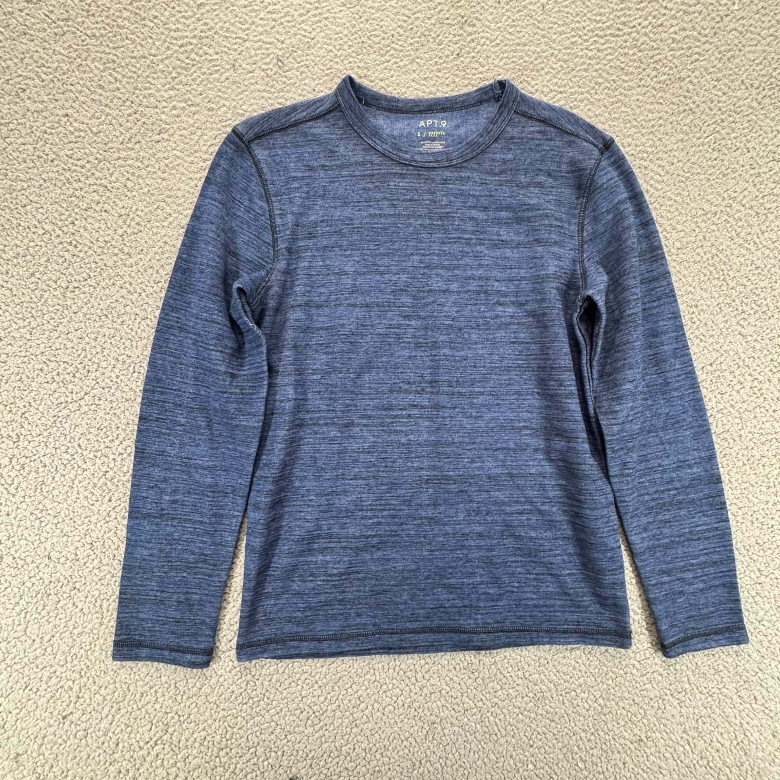 APT 9 Premier Flex Mens Pullover Long Sleeve T Shirt Blue Pin Stripe Size S
