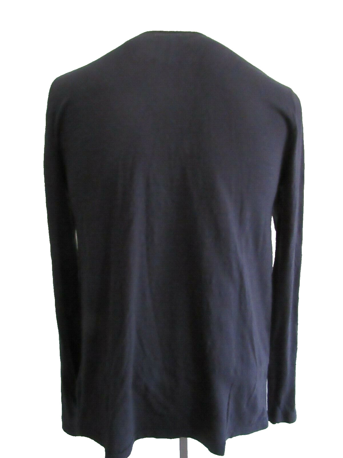 Calvin Klein Mens Crew Neck Long Sleeve 3-Silver LOGO Buttons Navy Blue SZ S NWT