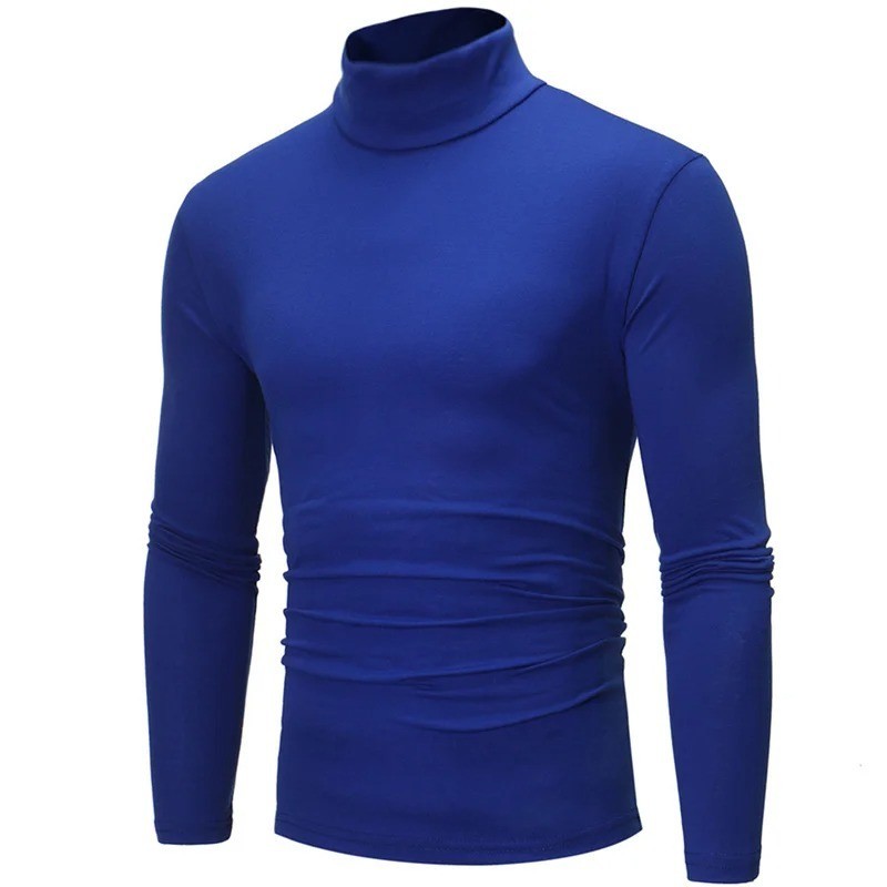 Mens Turtleneck Basic Pullover Long Sleeve Jumper Top Casual Slim Fit T-Shirt**