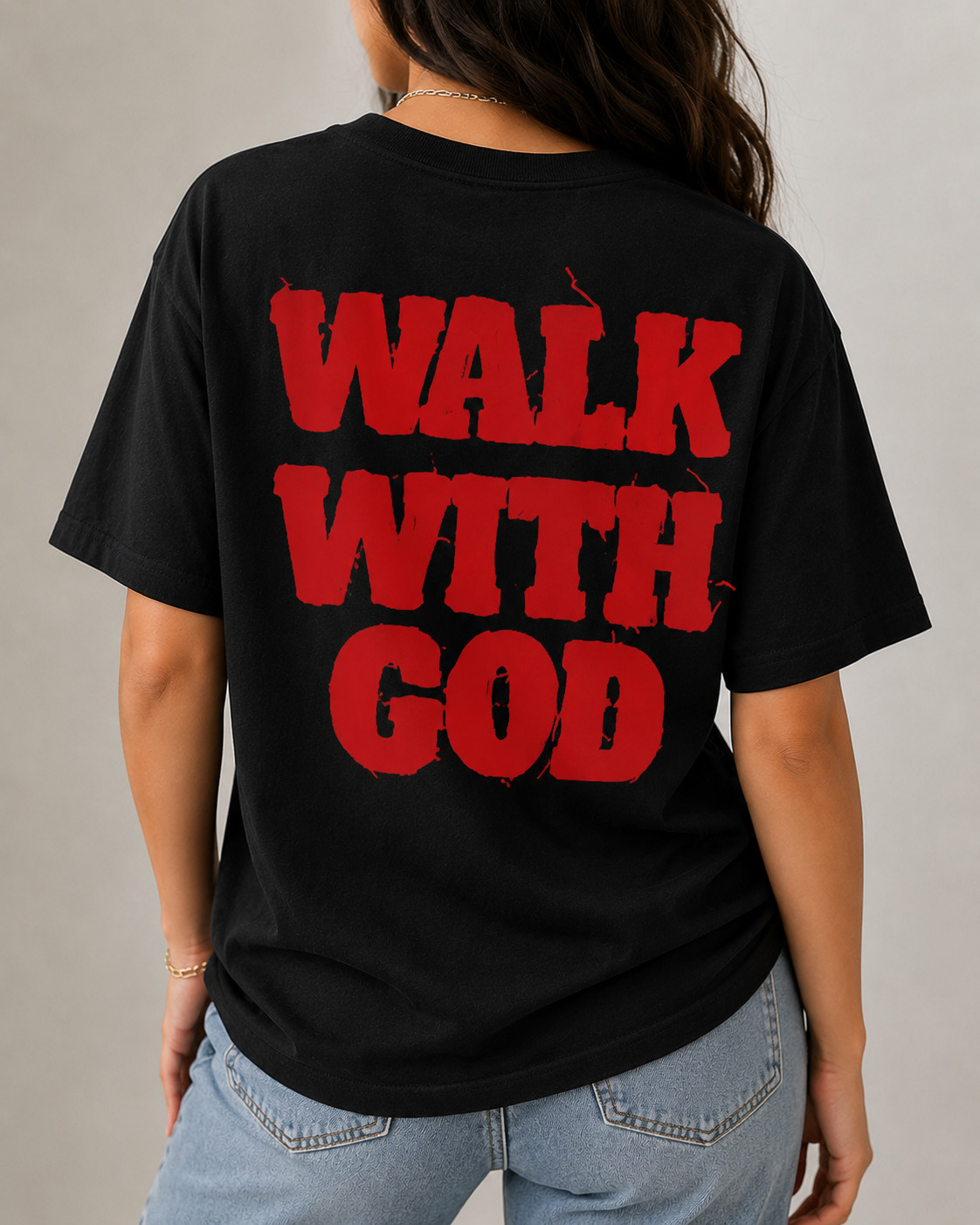 Walk With God Christian Faith Graphic T-Shirt Religious Tee