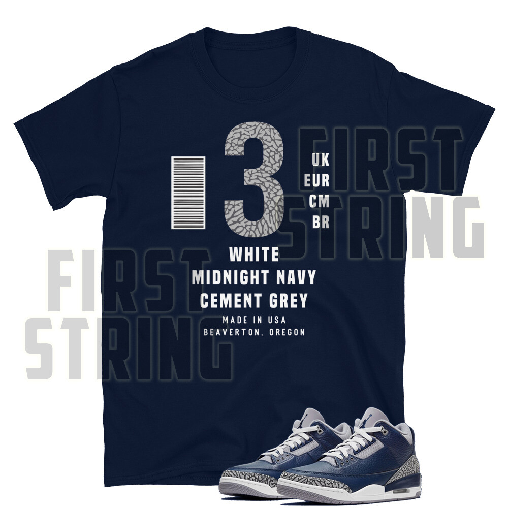 Sneakerhead Box Label Shirt to Match Jordan 3 Retro Georgetown / Navy T-Shirt