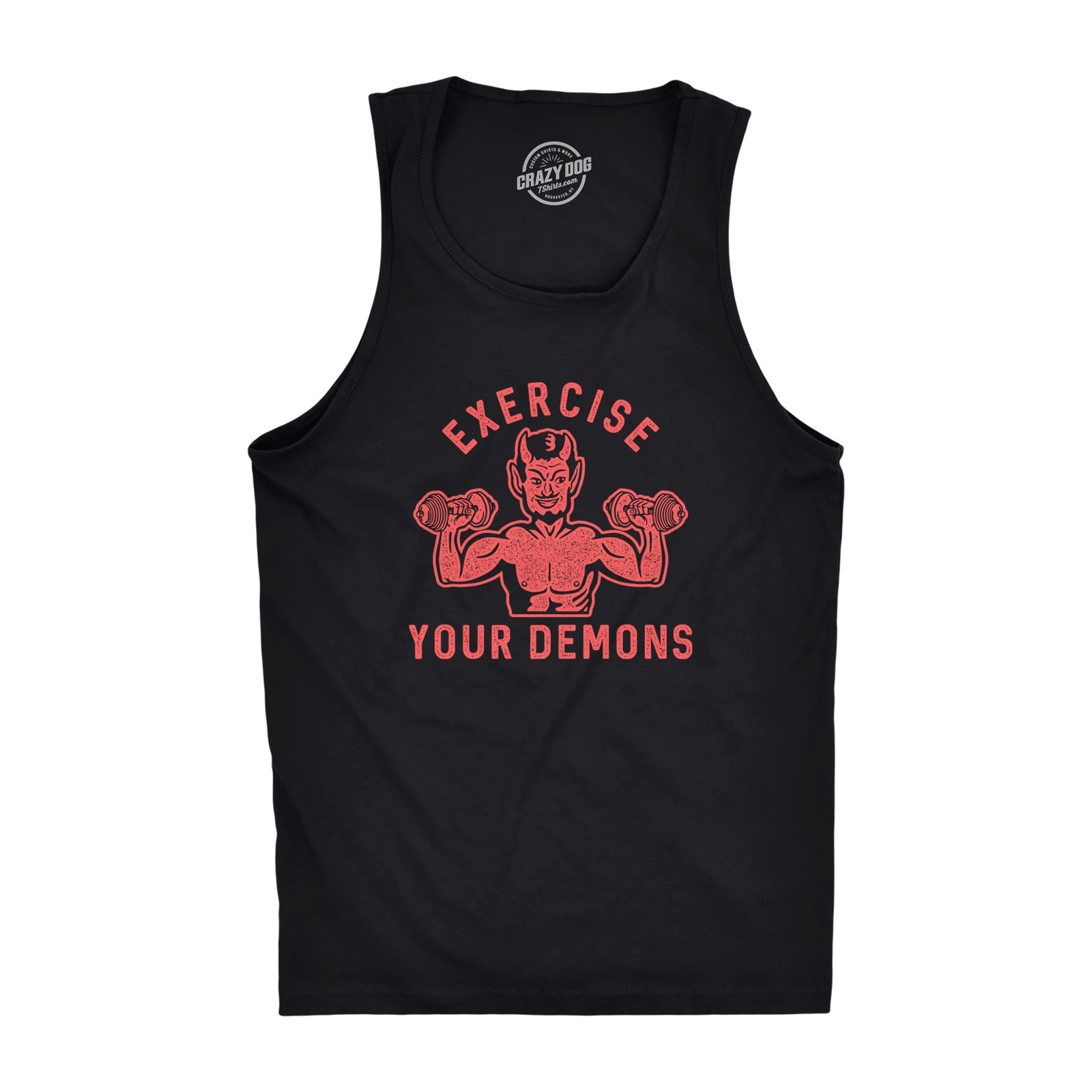 Mens Exercise Your Demons Fitness Tank Funny Halloween Fitness Workout Devil