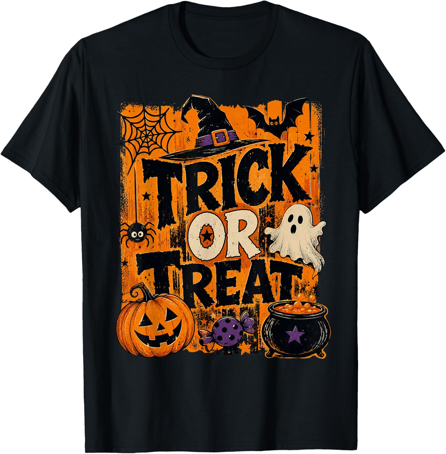 Funny Trick or Treat Halloween Ghost Pumpkin Spooky Season Unisex T-Shirt