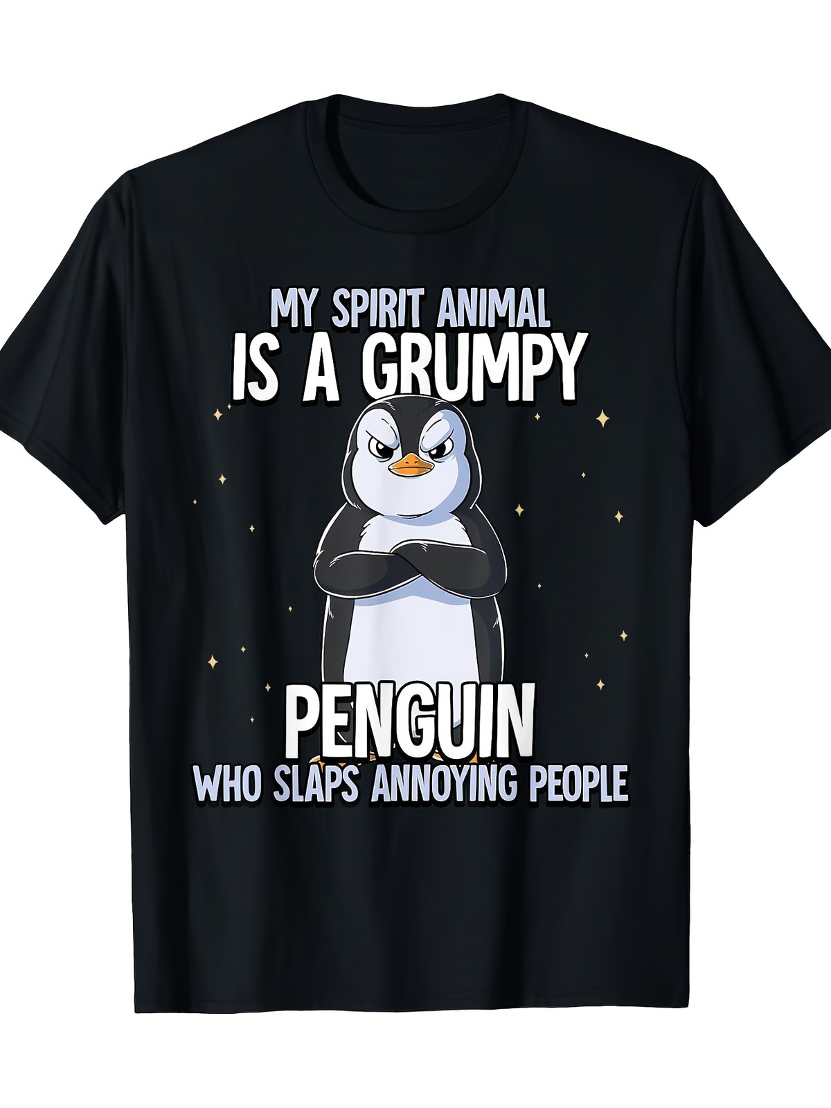 Grumpy Penguin Funny Spirit Animal Humor Graphic T-Shirt Sarcastic Tee