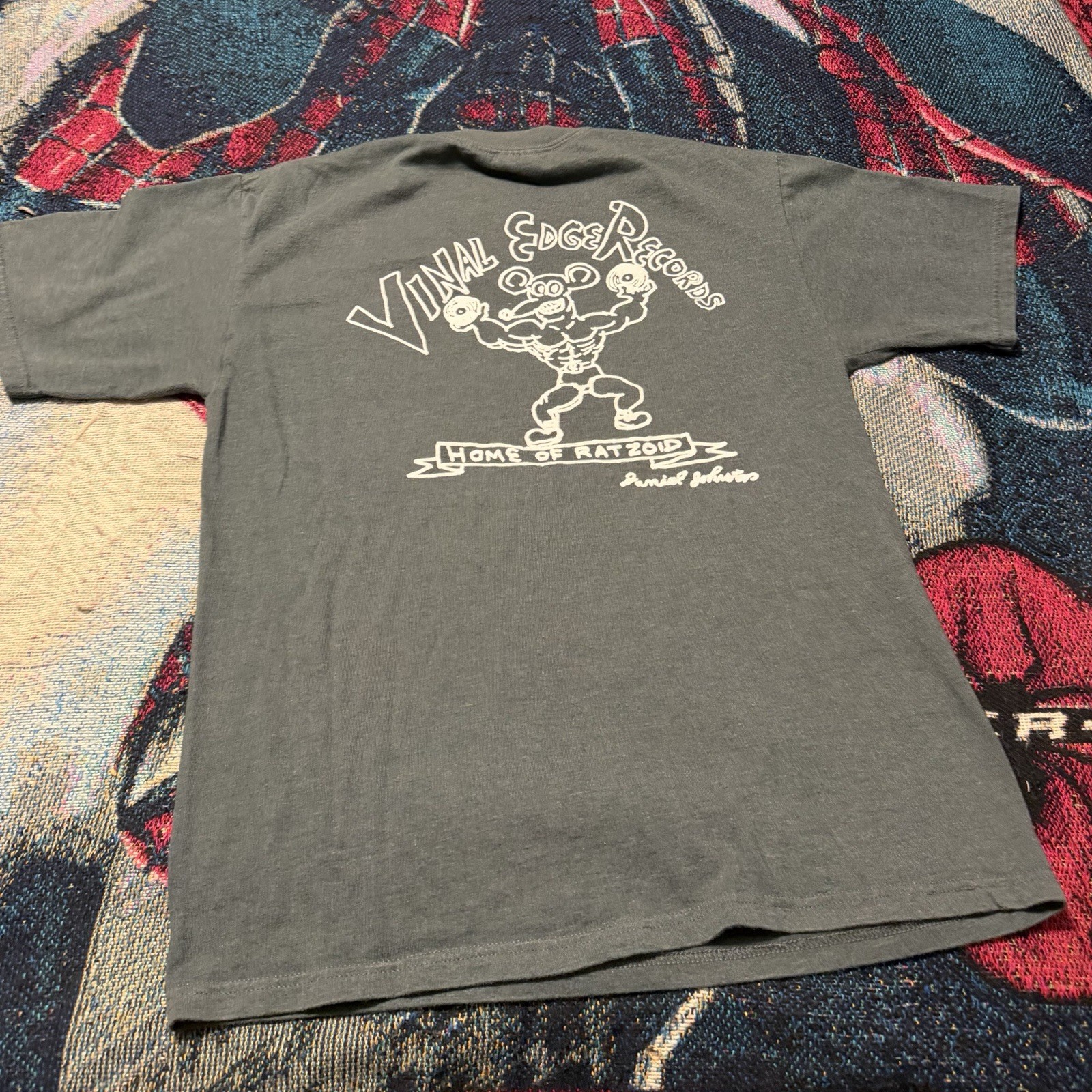 Vintage Y2K Daniel Johnston Vinal Edge Records Ratzoid Grey Shirt Men’s M Music