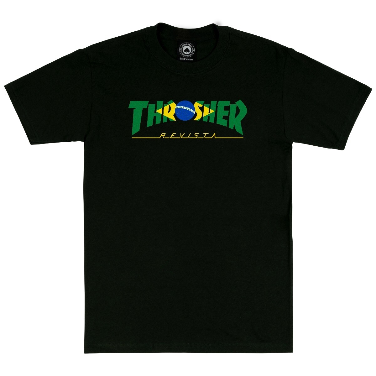 Thrasher Magazine BRAZIL REVISTA LOGO Skateboard T Shirt BLACK