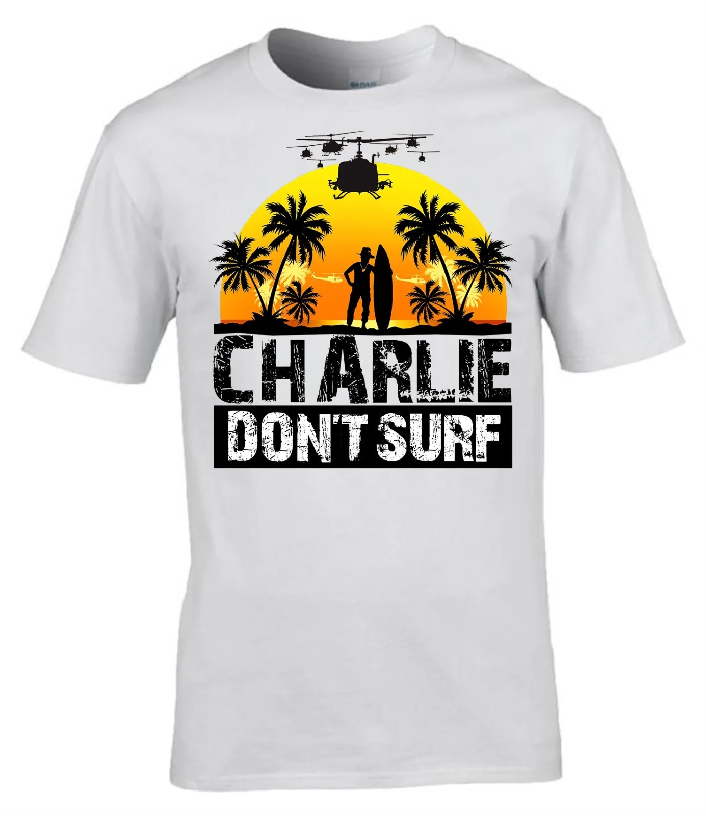 Charlie Don’t Surf T Shirt Vietnam War Military Film Quote Veteran Tee