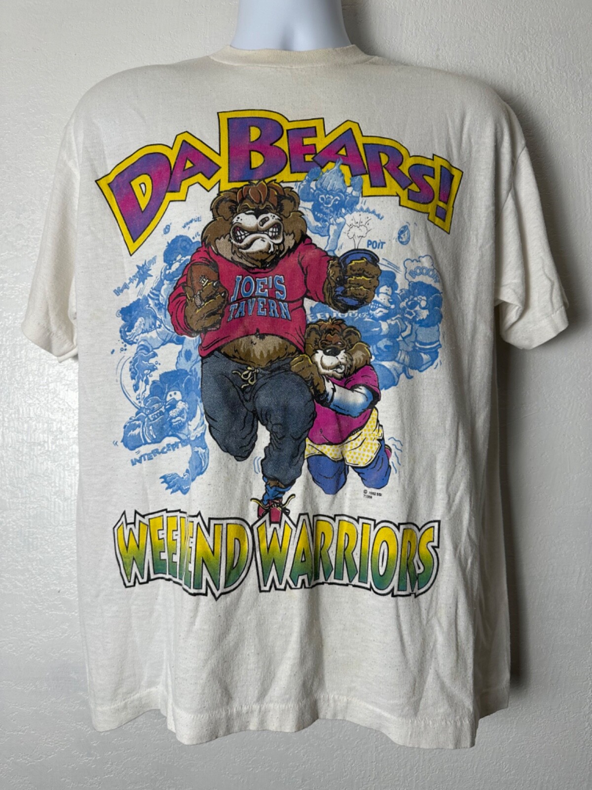 Vintage USA Single Stitch Funny Football Da Bears – Weekend Warriors White Large