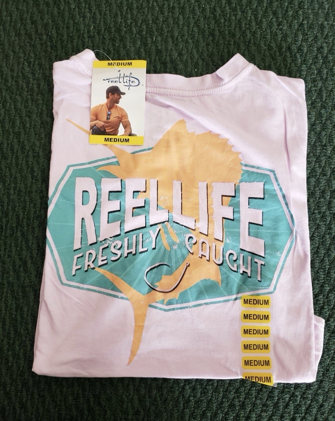 Reel Life Men’s Medium T Shirt Short Sleeve Marlin Ocean Washed Pink Tee Lot A