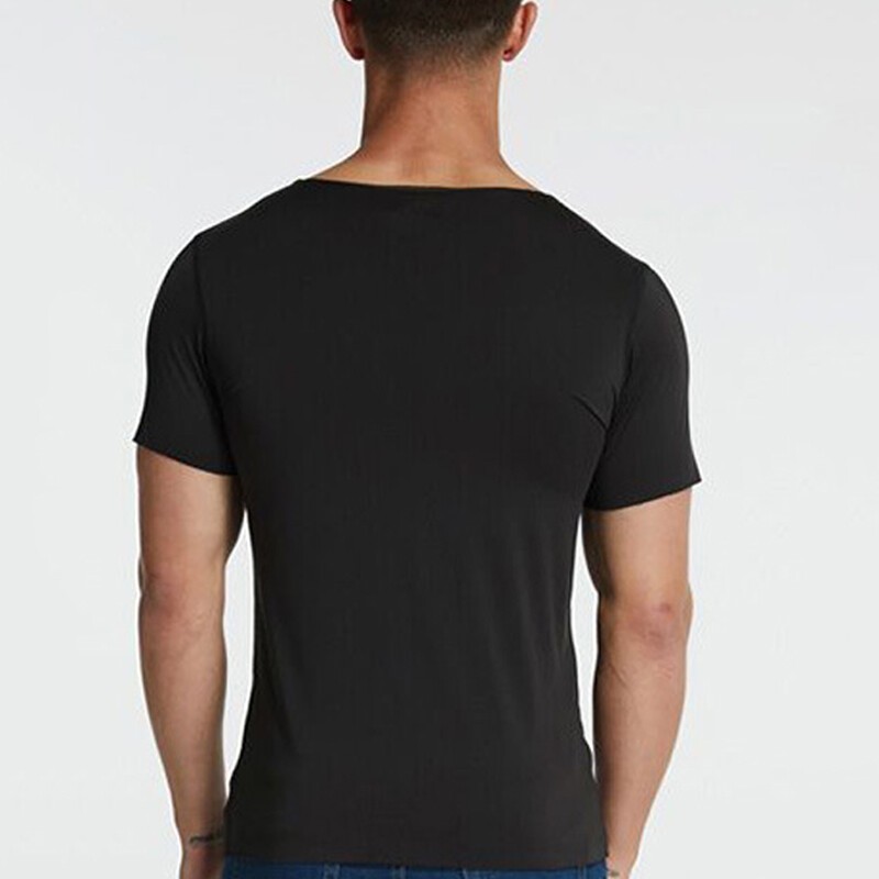 1PC Men Breathable Solid Color V Neck Tops Tees Ice Silk Tshirts Seamless M-5XL
