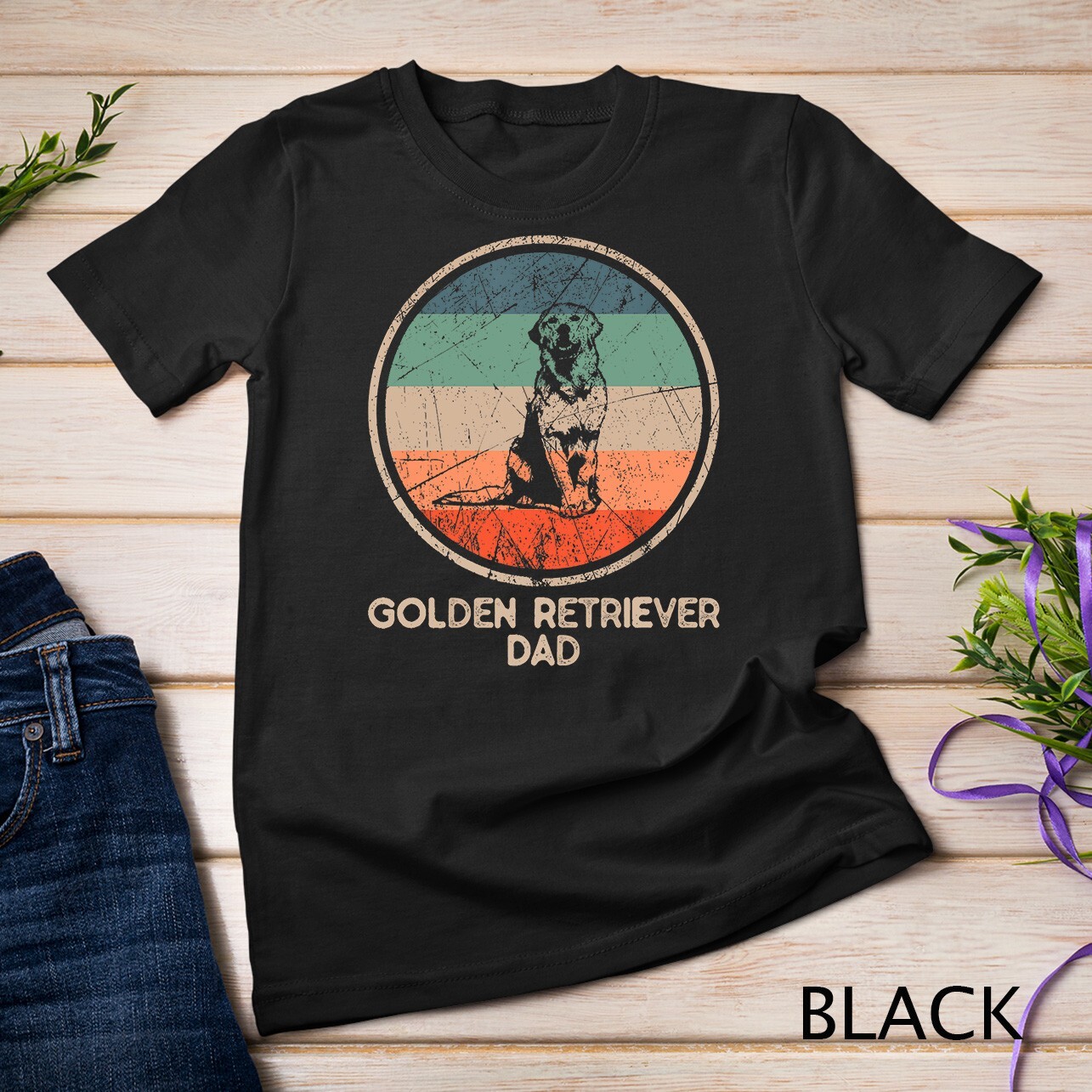 Golden Retriever Dog – Vintage Golden Retriever Dad T-Shirt Unisex T-shirt