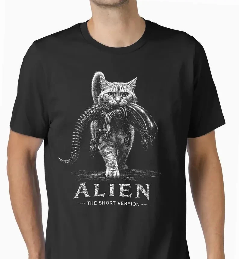 Alien The Short Version Cat Shirt – Sci-Fi Horror Parody Graphic Tee