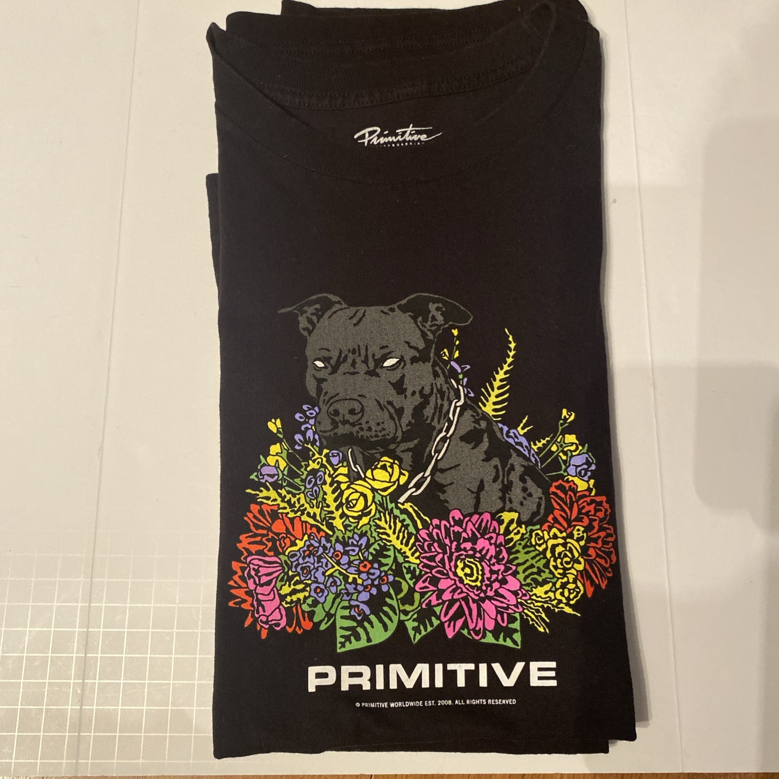 Primitive T-Shirt Men’s 2XXL Reflective Putbull In Flowers Black Short Sleeve-T