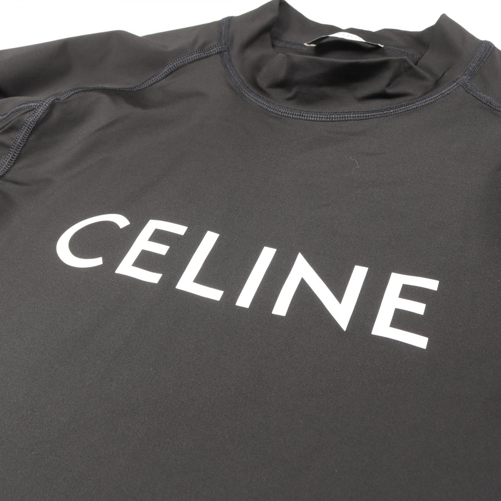 CELINE Lycra Surf Long-sleeved T-shirt nylon polyurethane Black White Used mens