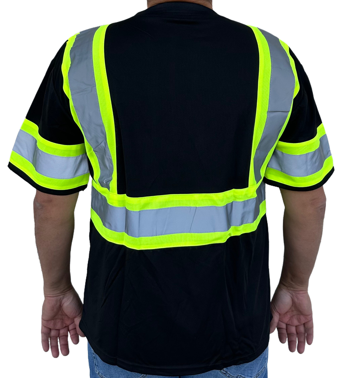Short Sleeve Black High Visibility Safety Shirt Choose size