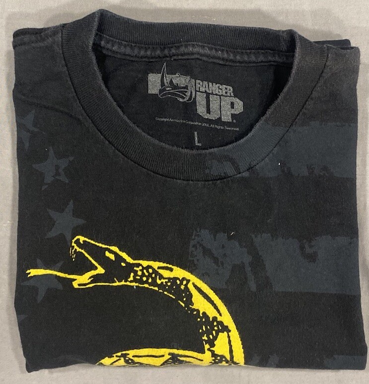 Ranger Up Men’s Shirt L Black Don’t Tread On Me Flag Snake Patriotic America USA