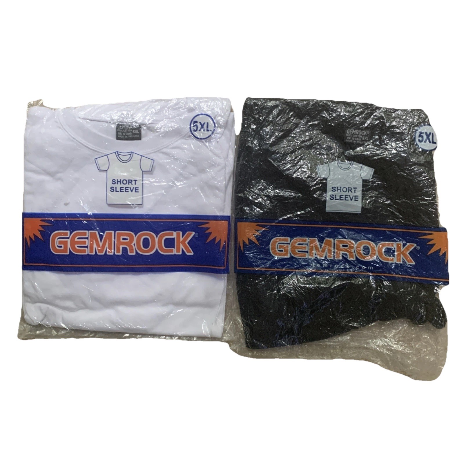 Gemrock Men’s T-Shirt Size 5XL Lot of 2 (White/Black) – New