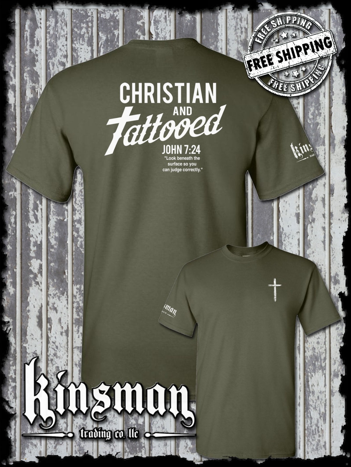 Christian and Tattooed 2-Sided T-Shirt – Religious Jesus Christ God Spiritual