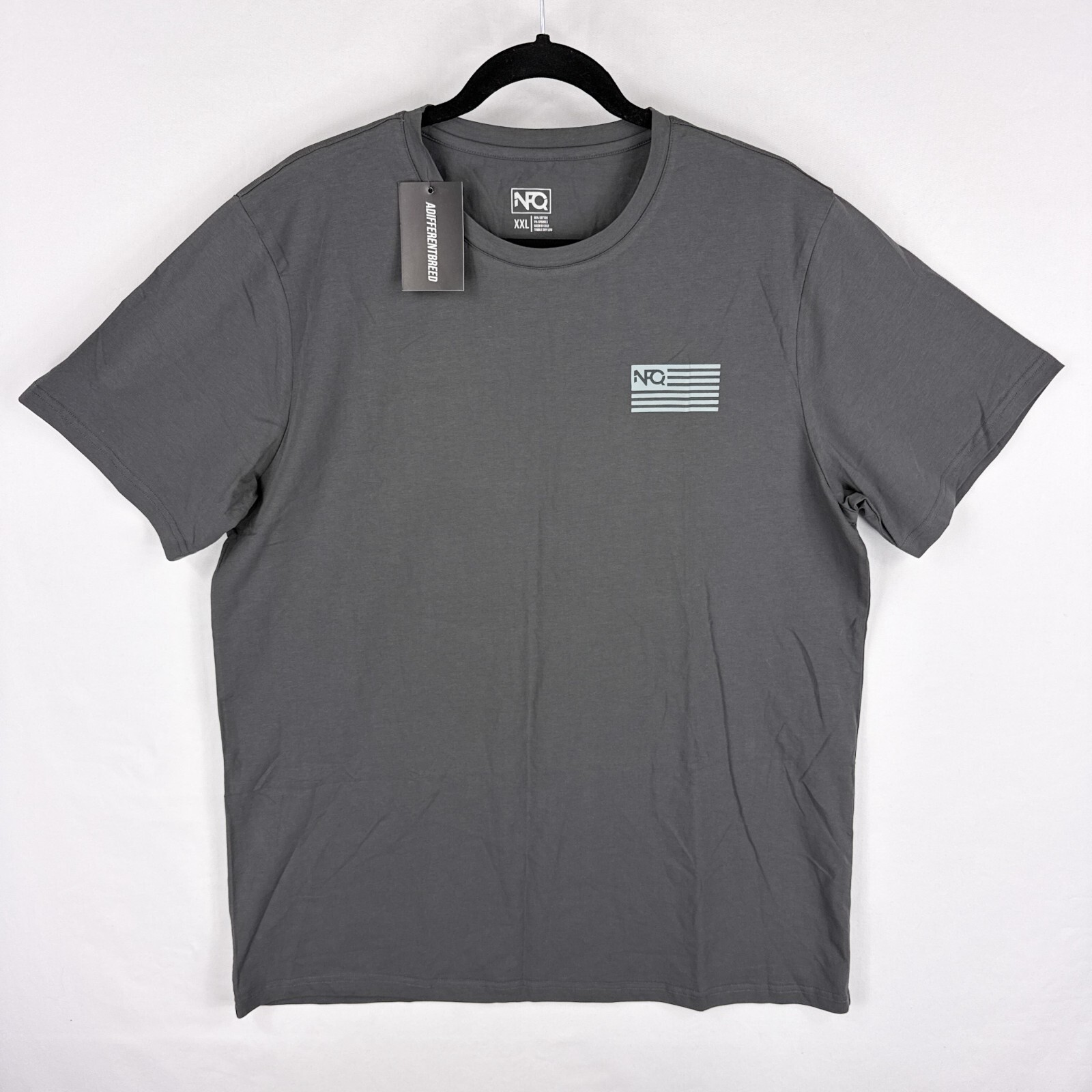 NFQ T Shirt Mens 2XL XXL Gray Short Sleeve Crew Neck Lightweight Stretch NEW