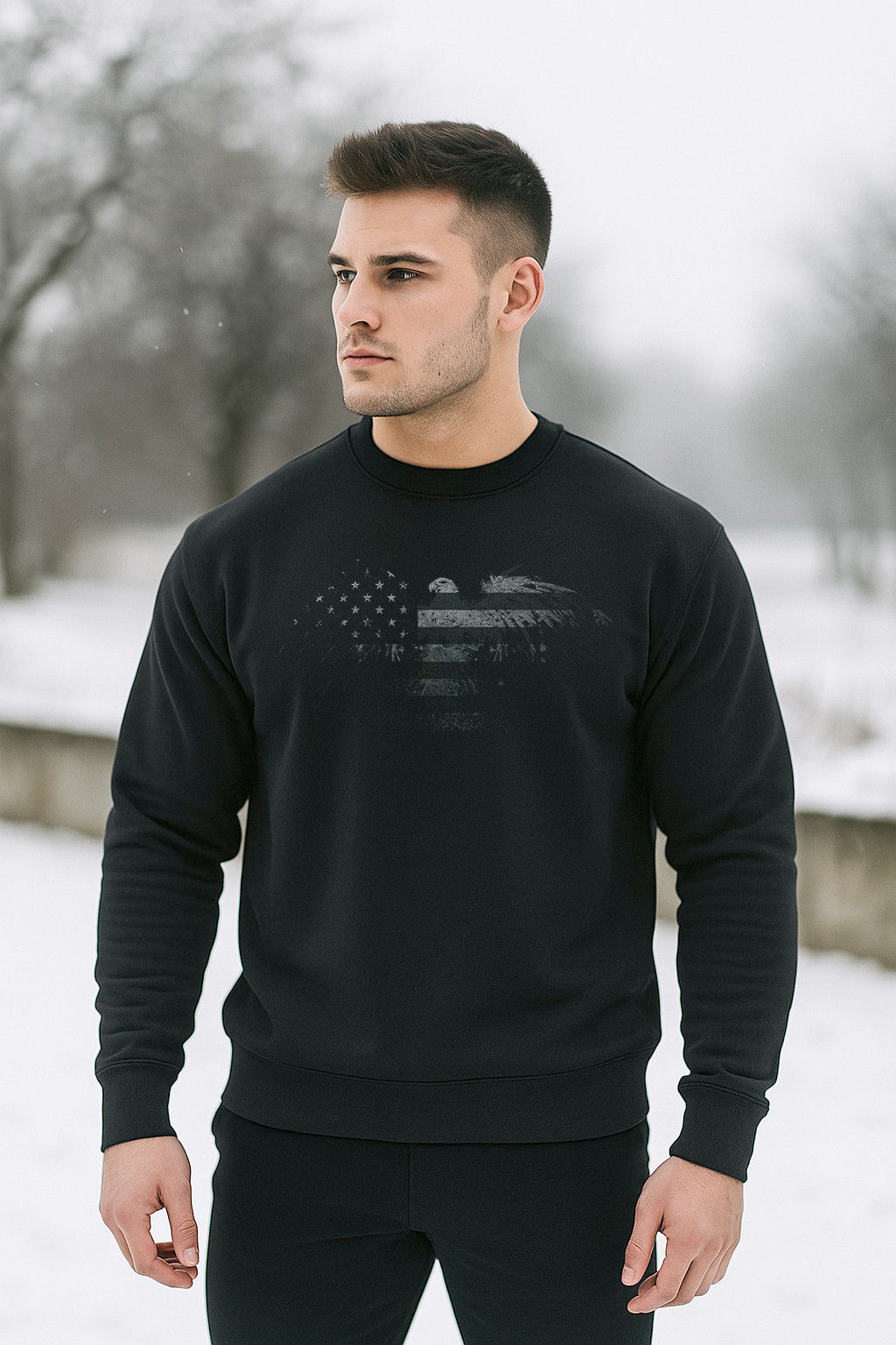 Bald Eagle Flag Sweatshirt | Rugged Patriotic Crewneck for Men & Women | Freedom