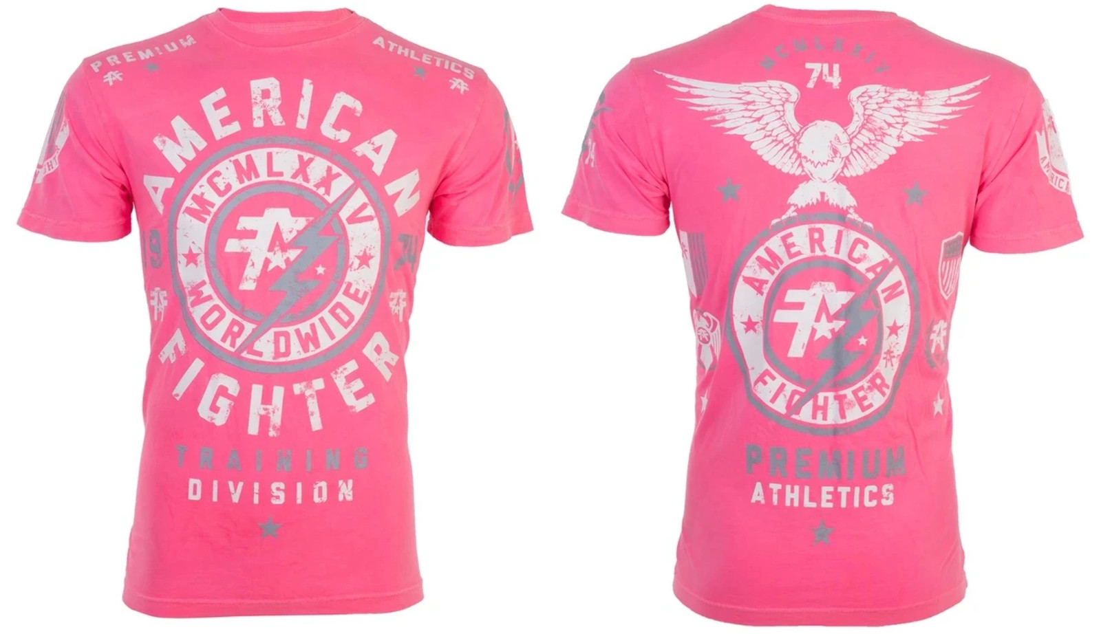 AMERICAN FIGHTER Men’s T-Shirt MADISON Athletic Biker GYM Pink MMA