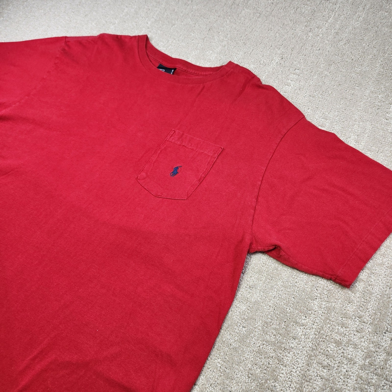 Vintage 80s Polo Ralph Lauren Shirt Men Large USA Made Single Stitch Cotton Red