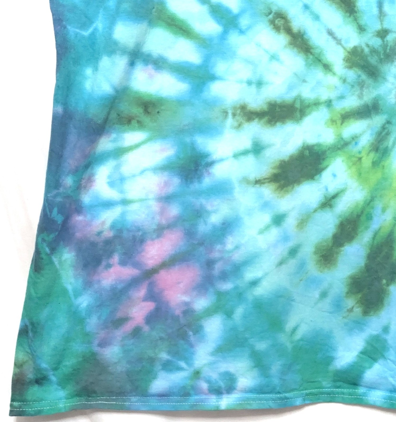 Handmade Tie Dye Tee Shirt Unisex XXL 24×29.5 Spiral Ice Dyed Colorful