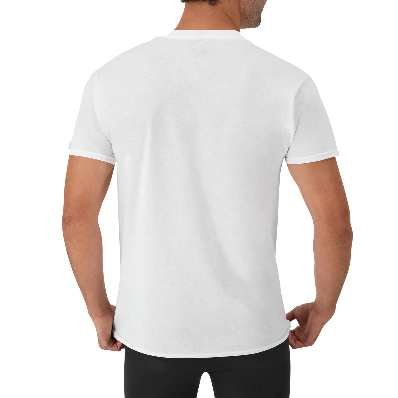 Hanes Mens Cotton, Moisture-wicking V-neck Tee Large, White – 6 Pack