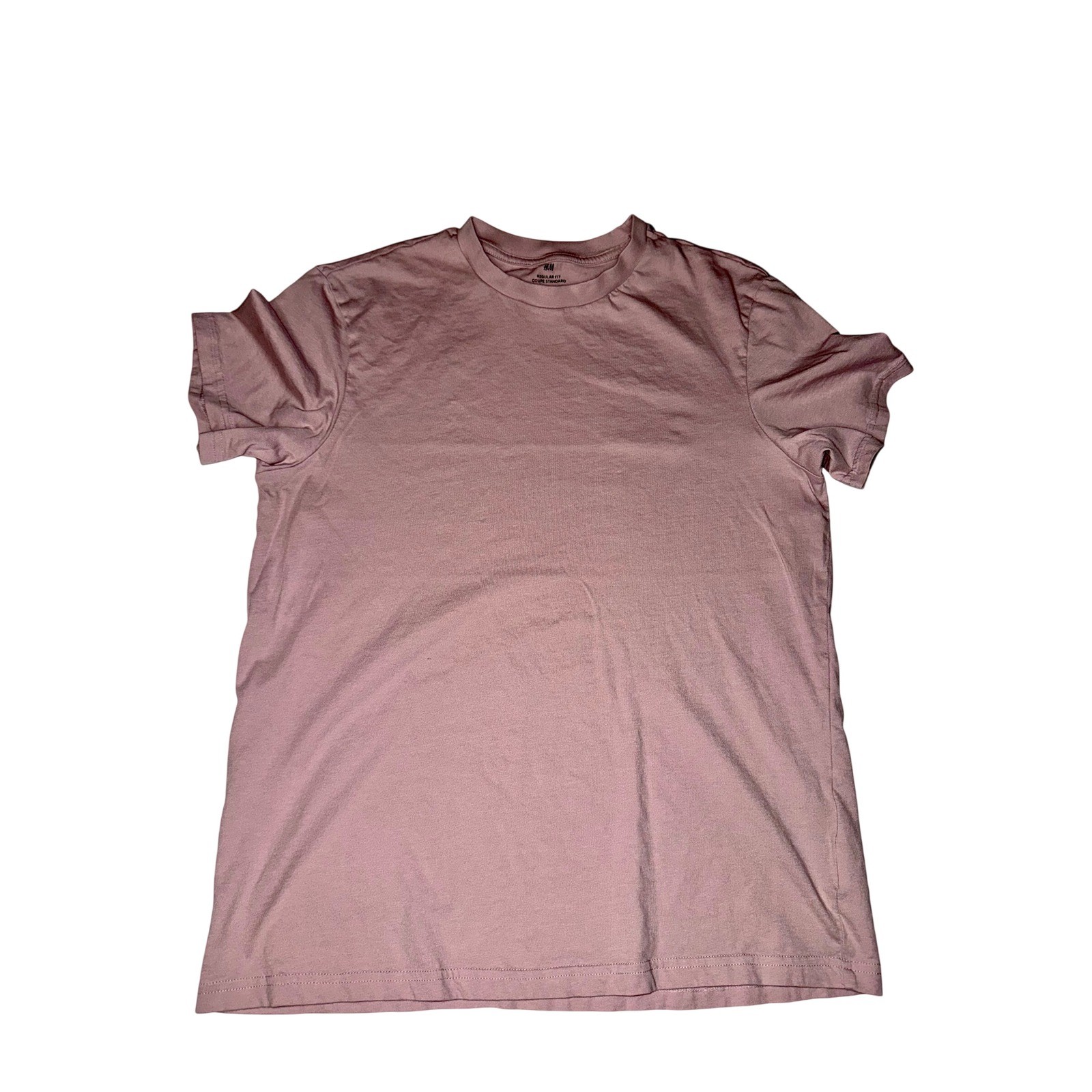 H&M T-Shirt Mens Medium Mauve Pink Regular Fit Short Sleeve Cotton Crew Neck