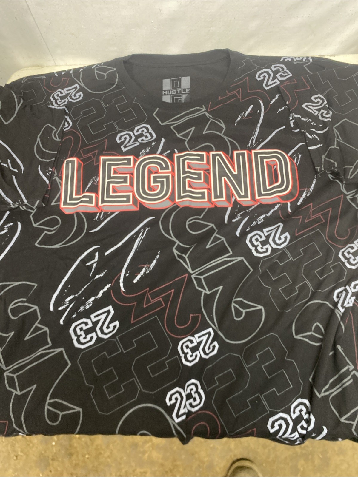 Hustle OG Michael Jordan Legend 23 Men’s T-Shirt Size 4XL Black All Over Print