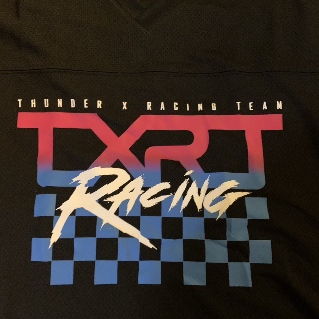 H&M Men’s Oversized Fit Black V-Neck Racing Graphic Print T-Shirt Size M