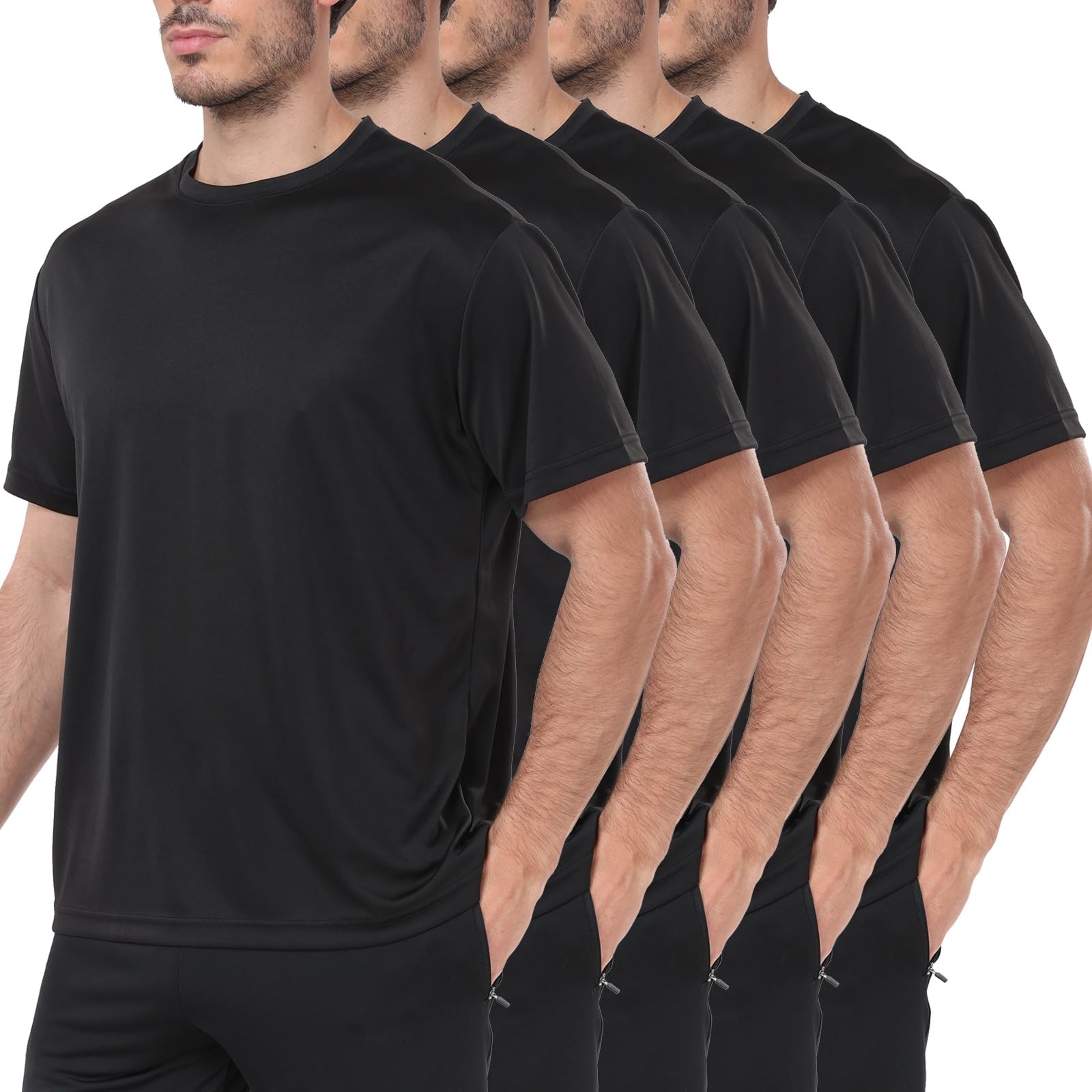 5 Pack Workout Shirts for Men Athletic Running Gym Quick Dry Short Sleeve Per…