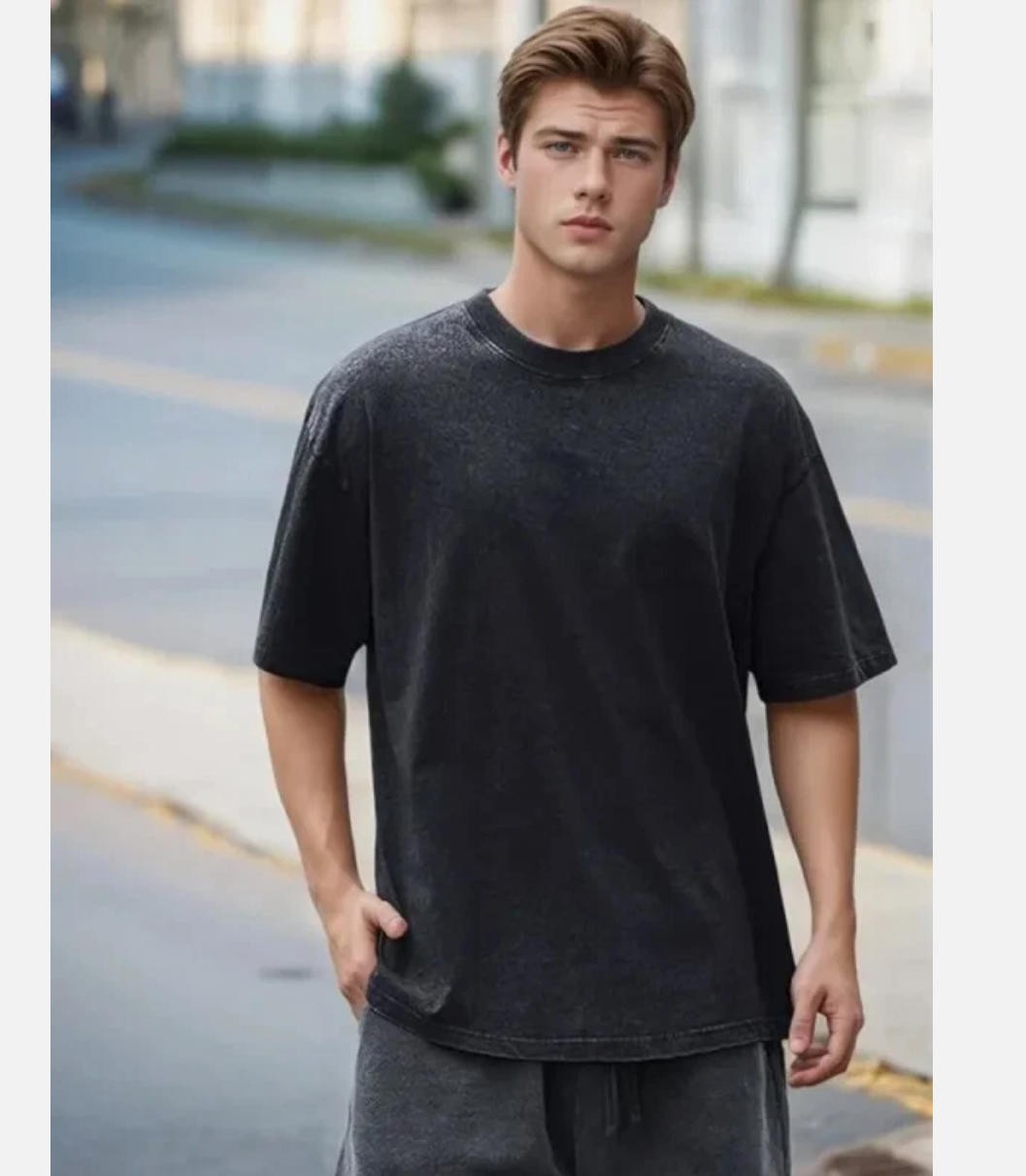 Summer Men’s Washed T-Shirts 230G Heavy Cotton Vintage Faded Color Oversized Hot