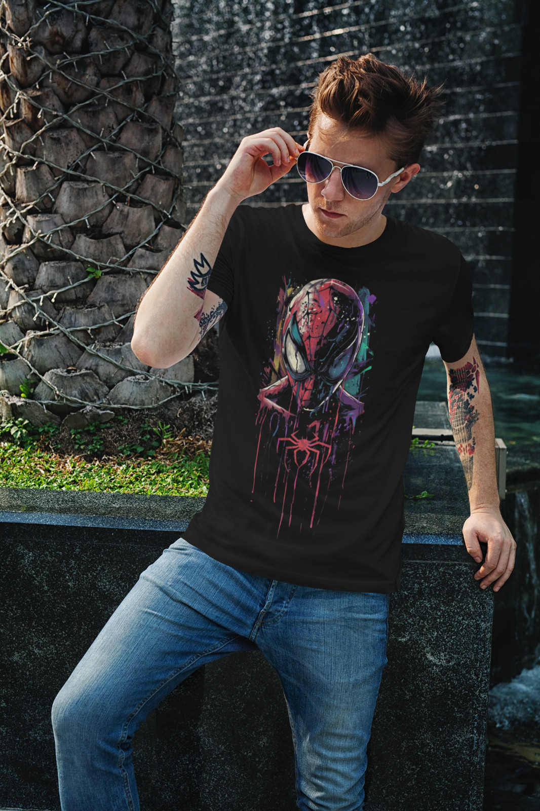 Spiderman Paint Splatter T-Shirt Unisex Cotton Adult Venom Halloween Horror Fall