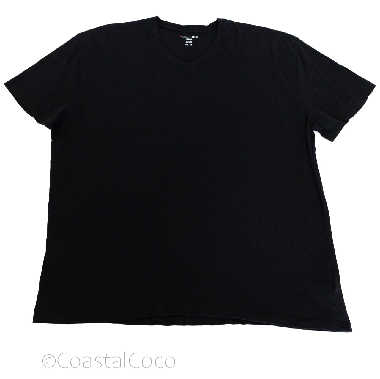 Set of 2 Supima Cotton 3XL Mens V-neck T-shirt Black Firenze Italian Classic Tee