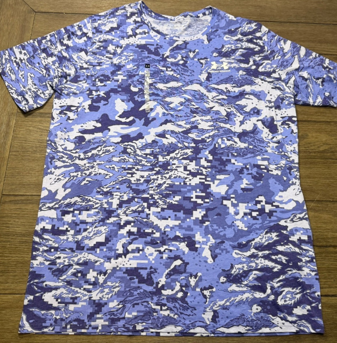 Under Armour Men’s 3XL Tall Blue Camo Digital Print Loose Fit Short Sleeve Tee