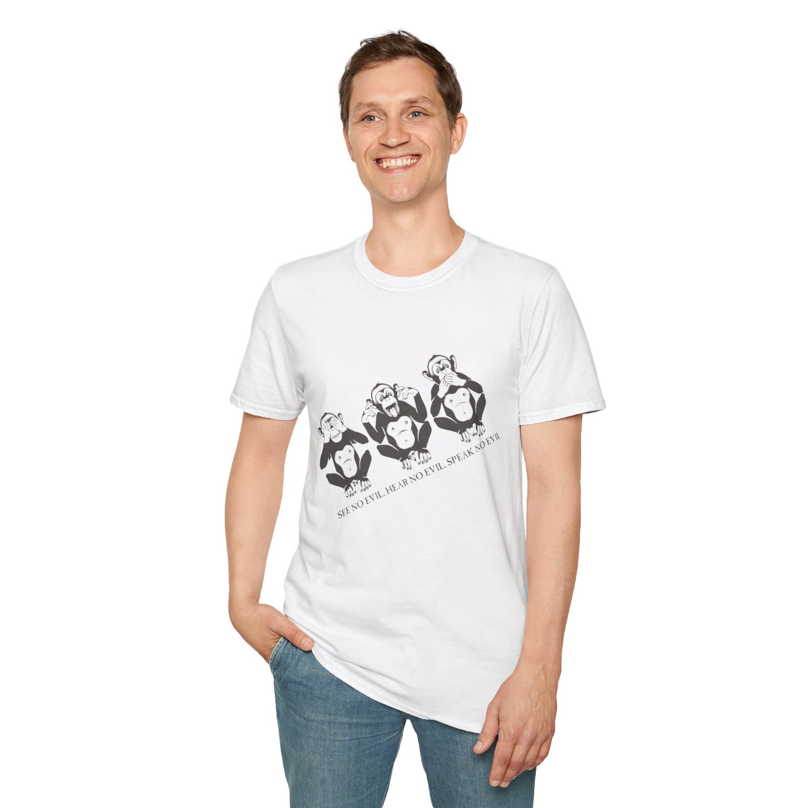 Three Wise Monkeys T-Shirt Funny Graphic Tee See No Evil Hear No Evil Unisex
