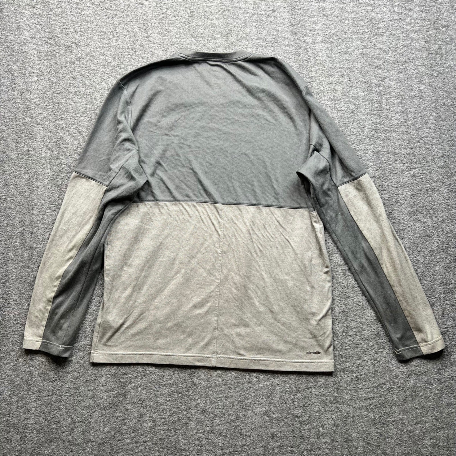 Adidas Shirt Mens Large Gray Climalite Two Tone Long Sleeve Athletic Tee L