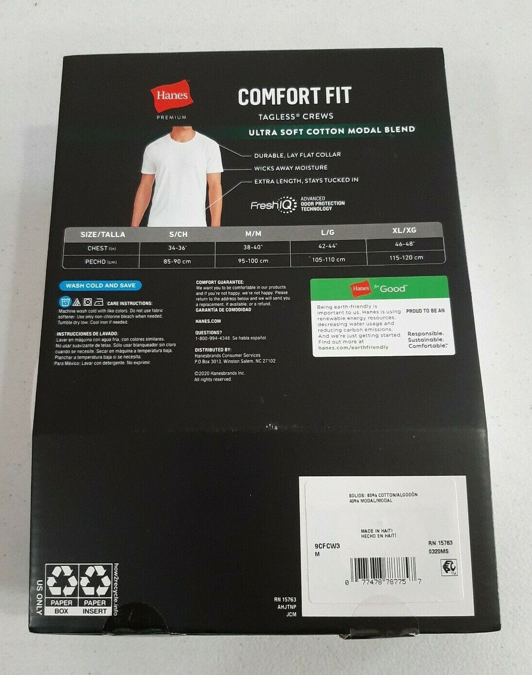 Hanes Premium Men’s 3 Pack Comfort Fit Crew T-Shirts Size Medium White X Length