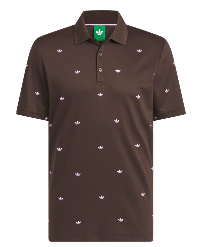 NEW MENS ADIDAS ORIGINALS MONOGRAM TREFOIL POLO SHIRT ~ XL ~ #JX9265 BROWN PINK
