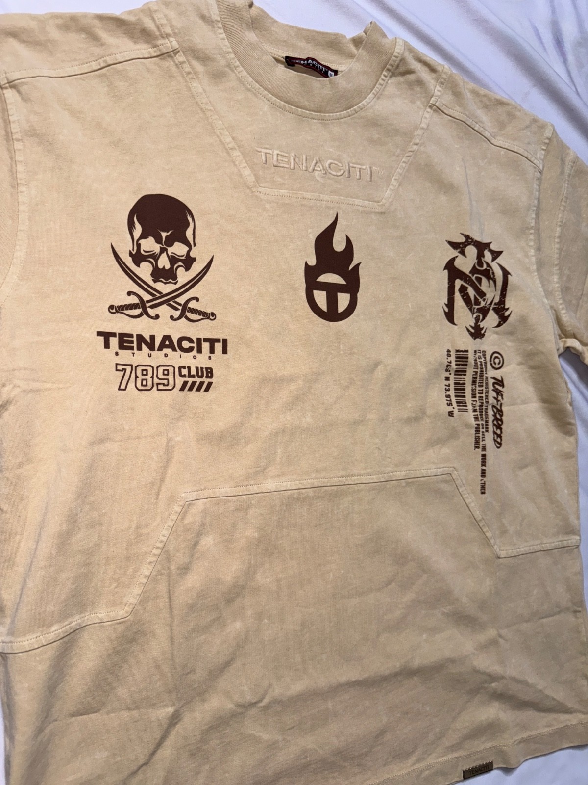 Tenaciti Studios Beige Tuff Bred 789 Club Tee NWT Size Medium